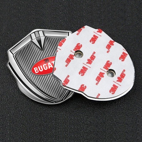 Bugatti Emblem Silicon Badge Silver Light Carbon Red Oval Logo Design