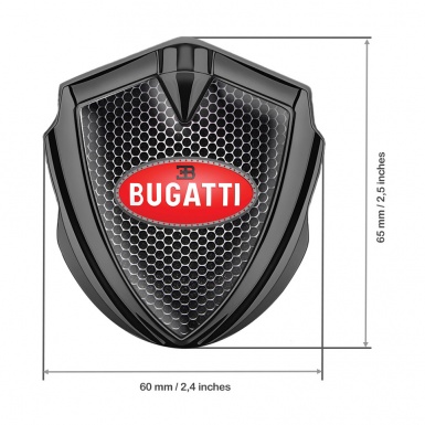 Bugatti Metal Domed Emblem Graphite Dark Mesh Red Oval Logo Design