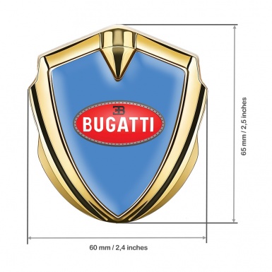 Bugatti Badge Self Adhesive Gold Glacial Blue Red Oval Logo Design