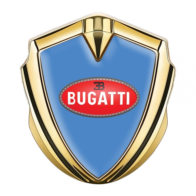 Bugatti Badge Self Adhesive Gold Glacial Blue Red Oval Logo Design