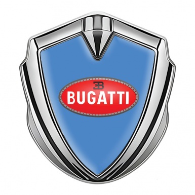 Bugatti Badge Self Adhesive Silver Glacial Blue Red Oval Logo Design