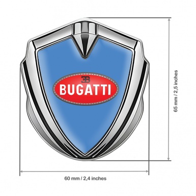 Bugatti Badge Self Adhesive Silver Glacial Blue Red Oval Logo Design