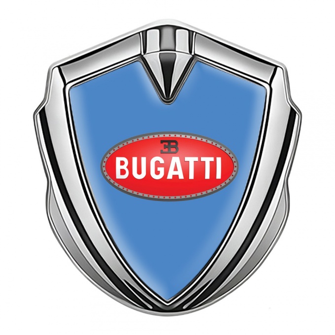 Bugatti Badge Self Adhesive Silver Glacial Blue Red Oval Logo Design