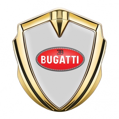 Bugatti Emblem Badge Self Adhesive Gold Moon Grey Red Oval Logo