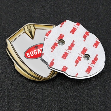 Bugatti Emblem Badge Self Adhesive Gold Moon Grey Red Oval Logo