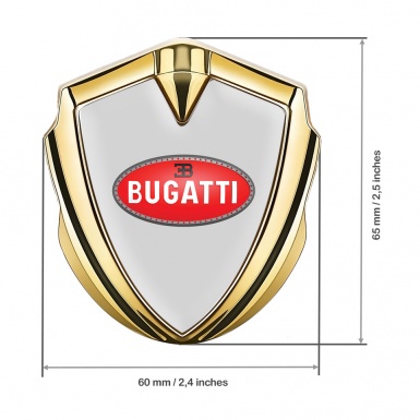 Bugatti Emblem Badge Self Adhesive Gold Moon Grey Red Oval Logo