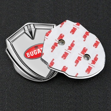 Bugatti Emblem Badge Self Adhesive Silver Moon Grey Red Oval Logo