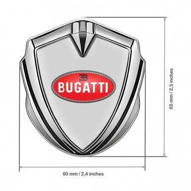 Bugatti Emblem Badge Self Adhesive Silver Moon Grey Red Oval Logo