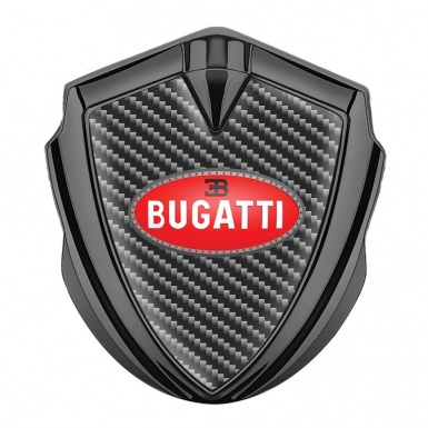 Bugatti Emblem Fender Badge Graphite Dark Carbon Red Oval Logo