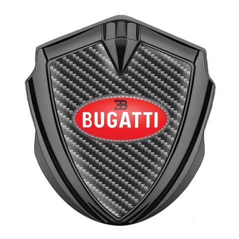 Bugatti Emblem Fender Badge Graphite Dark Carbon Red Oval Logo