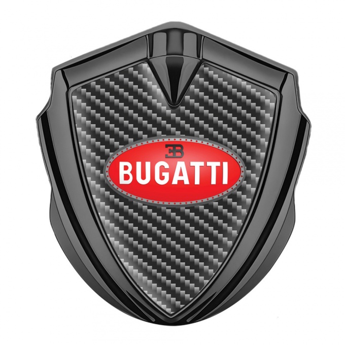 Bugatti Emblem Fender Badge Graphite Dark Carbon Red Oval Logo