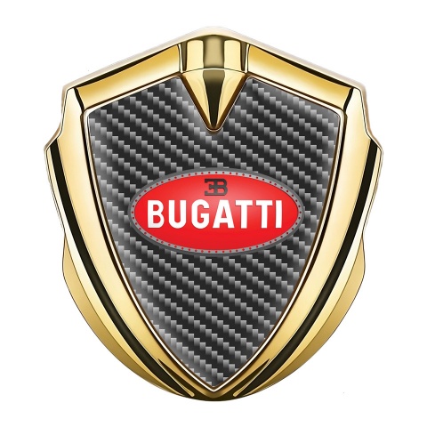 Bugatti Emblem Fender Badge Gold Dark Carbon Red Oval Logo