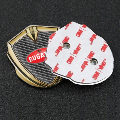 Bugatti Emblem Fender Badge Gold Dark Carbon Red Oval Logo