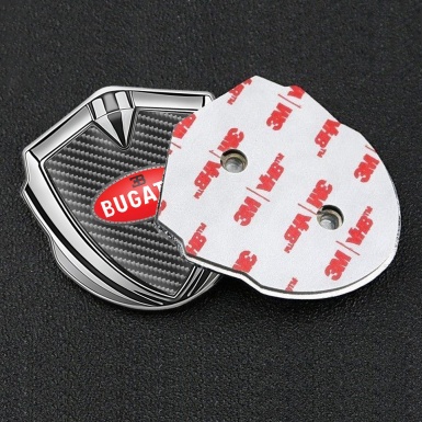 Bugatti Emblem Fender Badge Silver Dark Carbon Red Oval Logo