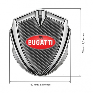 Bugatti Emblem Fender Badge Silver Dark Carbon Red Oval Logo