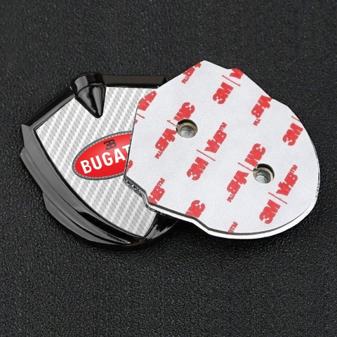 Bugatti Metal Emblem Self Adhesive Graphite White Carbon Red Oval Logo