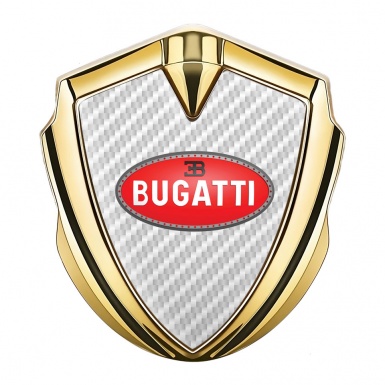 Bugatti Metal Emblem Self Adhesive Gold White Carbon Red Oval Logo