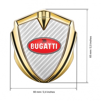 Bugatti Metal Emblem Self Adhesive Gold White Carbon Red Oval Logo