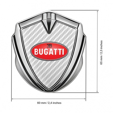 Bugatti Metal Emblem Self Adhesive Silver White Carbon Red Oval Logo