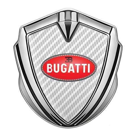 Bugatti Metal Emblem Self Adhesive Silver White Carbon Red Oval Logo