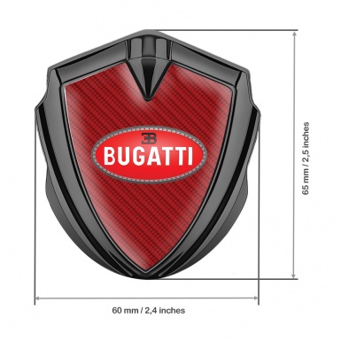 Bugatti Fender Emblem Badge Graphite Red Carbon Oval Crimson Logo