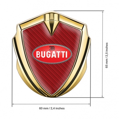 Bugatti Fender Emblem Badge Gold Red Carbon Oval Crimson Logo