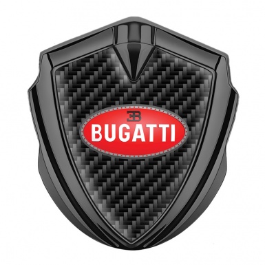 Bugatti Emblem Trunk Badge Graphite Black Carbon Oval Crimson Logo