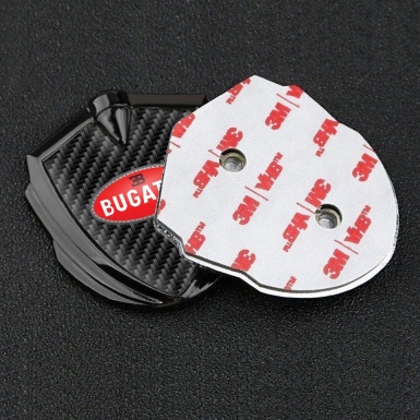 Bugatti Emblem Trunk Badge Graphite Black Carbon Oval Crimson Logo