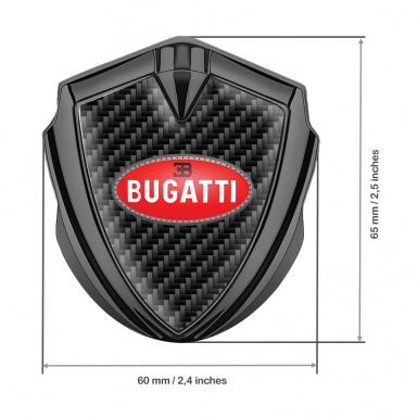 Bugatti Emblem Trunk Badge Graphite Black Carbon Oval Crimson Logo