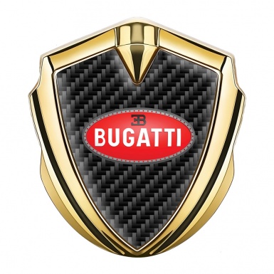 Bugatti Emblem Trunk Badge Gold Black Carbon Oval Crimson Logo