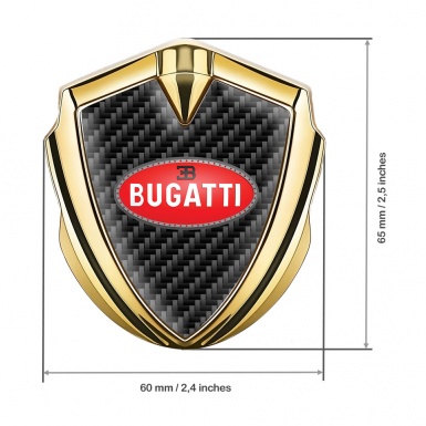 Bugatti Emblem Trunk Badge Gold Black Carbon Oval Crimson Logo