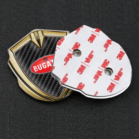 Bugatti Emblem Trunk Badge Gold Black Carbon Oval Crimson Logo