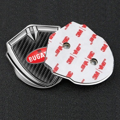 Bugatti Emblem Trunk Badge Silver Black Carbon Oval Crimson Logo