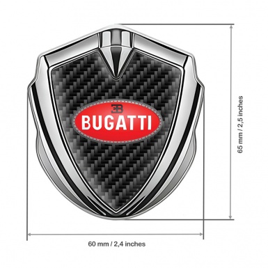 Bugatti Emblem Trunk Badge Silver Black Carbon Oval Crimson Logo