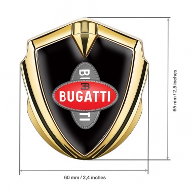 Bugatti Emblem Self Adhesive Gold Black Base Crossed Logo Design