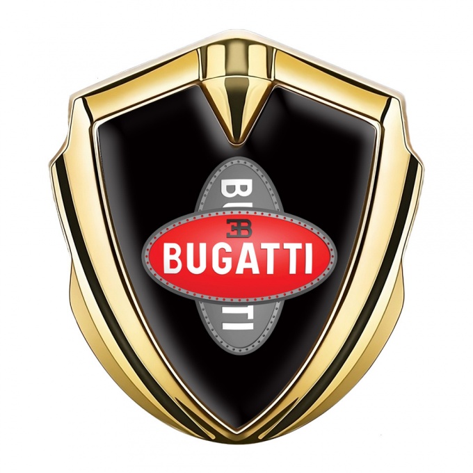 Bugatti Emblem Self Adhesive Gold Black Base Crossed Logo Design