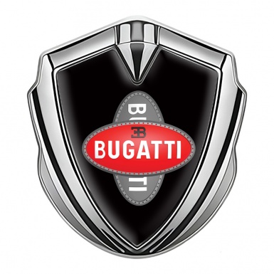 Bugatti Emblem Self Adhesive Silver Black Base Crossed Logo Design