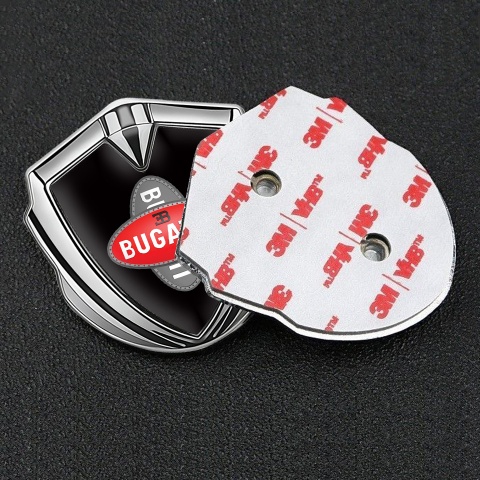 Bugatti Emblem Self Adhesive Silver Black Base Crossed Logo Design