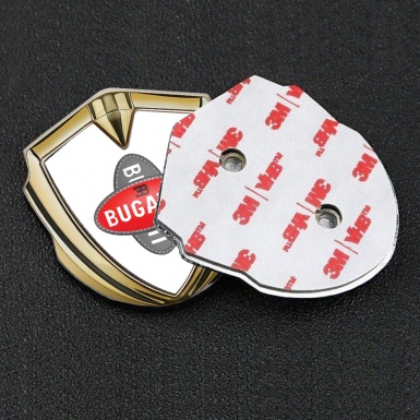 Bugatti Metal Emblem Badge Gold White Base Crossed Logo Design