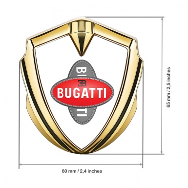 Bugatti Metal Emblem Badge Gold White Base Crossed Logo Design