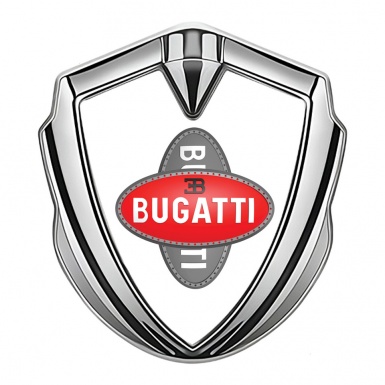 Bugatti Metal Emblem Badge Silver White Base Crossed Logo Design