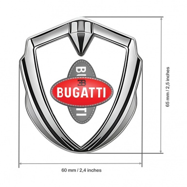 Bugatti Metal Emblem Badge Silver White Base Crossed Logo Design