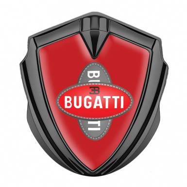 Bugatti Domed Emblem Badge Graphite Crimson Base Crossed Logo Design