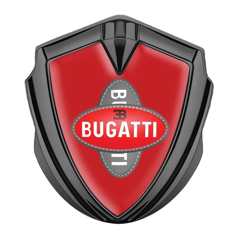 Bugatti Domed Emblem Badge Graphite Crimson Base Crossed Logo Design