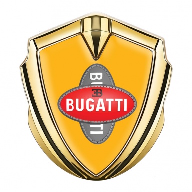 Bugatti Emblem Ornament Gold Yellow Base Crossed Logo Edition