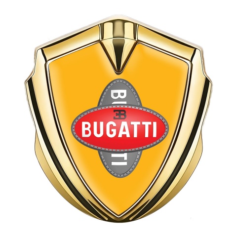 Bugatti Emblem Ornament Gold Yellow Base Crossed Logo Edition