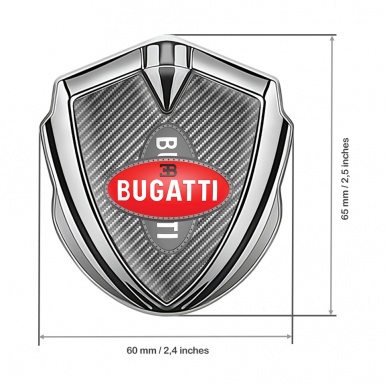Bugatti Bodyside Domed Emblem Silver Light Carbon Crossed Logo Edition