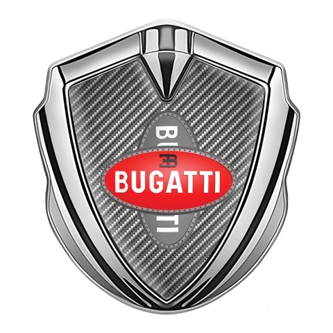 Bugatti Bodyside Domed Emblem Silver Light Carbon Crossed Logo Edition