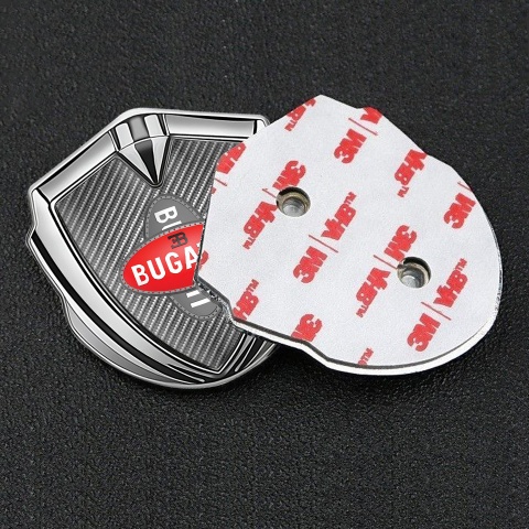 Bugatti Bodyside Domed Emblem Silver Light Carbon Crossed Logo Edition