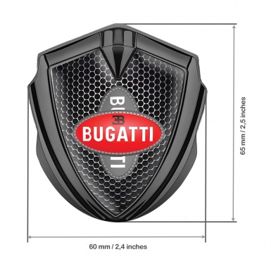 Bugatti Emblem Metal Badge Graphite Black Grate Crossed Logo Edition